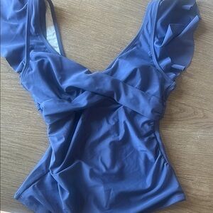 TOP ONLY Tank. Cupshe Blue/Purple Ruffled Swimsuit